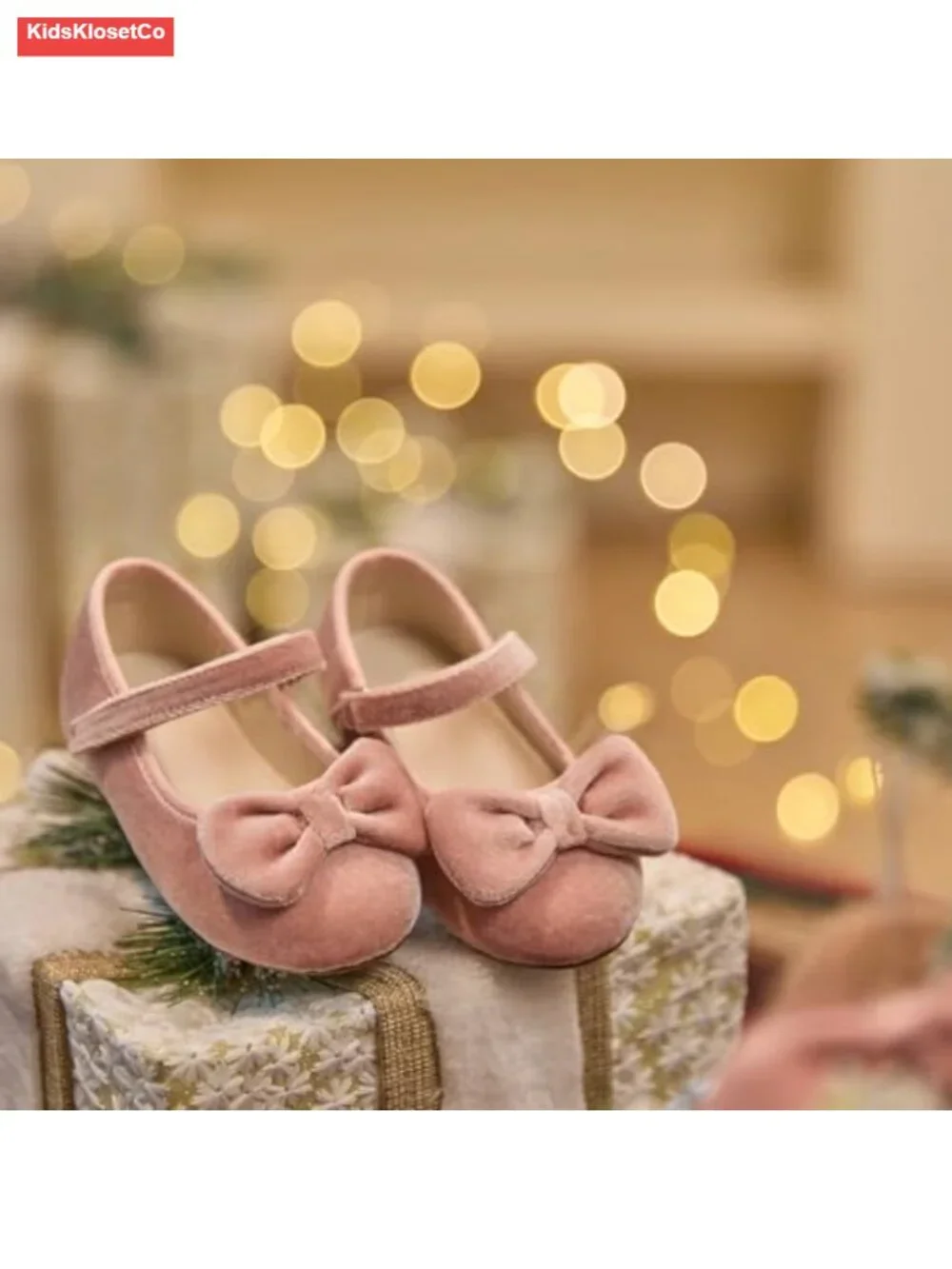 Velvet Mary Jane Flats with Bow - Toddler Dress Shoes